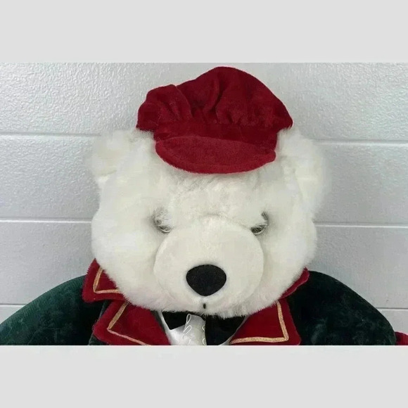 Vintage Plush Bear White With Green Jacket Red Pants Satin - Picture 3 of 8